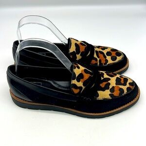 Vaneli - Leopard  Print Tan Pattern Black Suede Slip On Penny Loafers Size 8